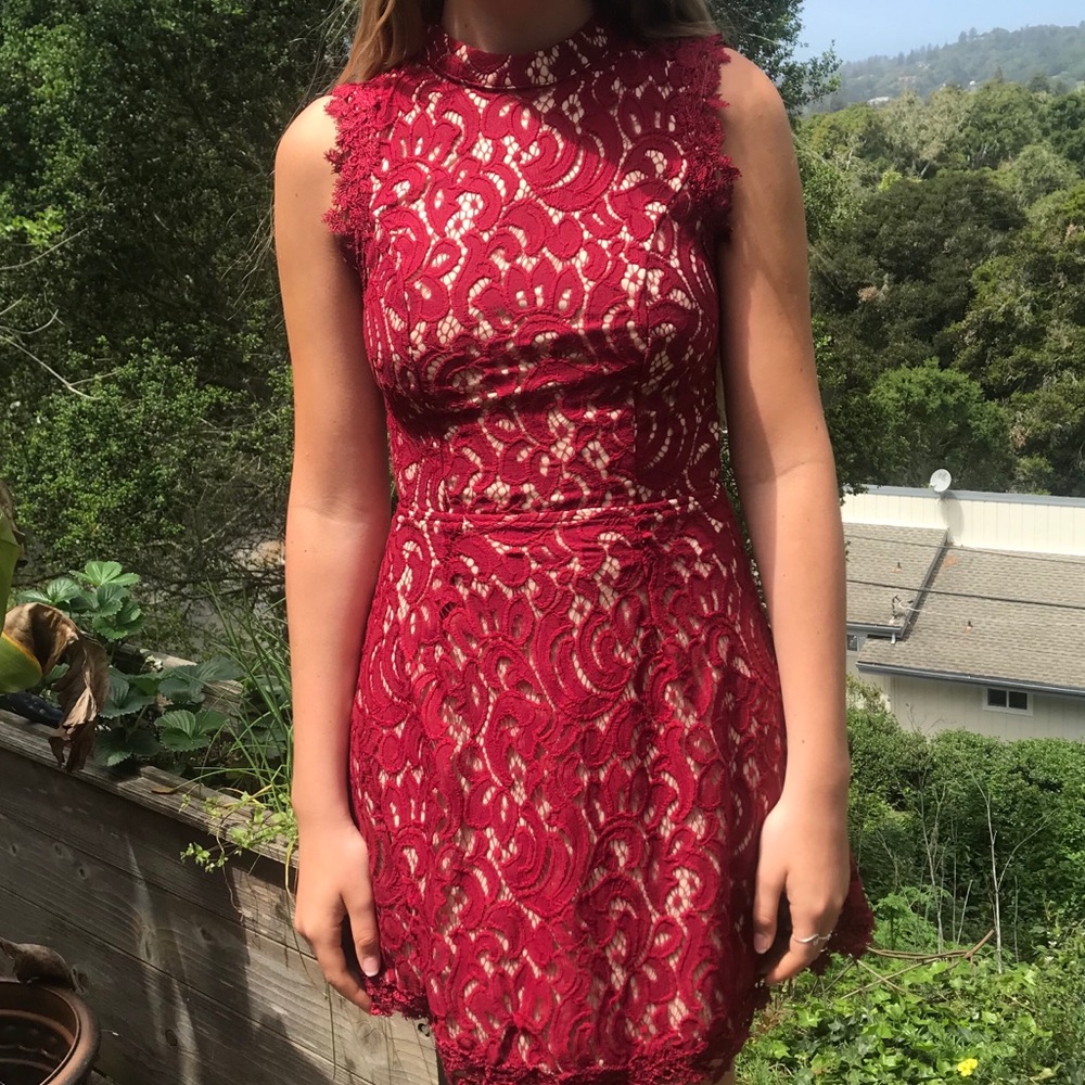 Red lace dress